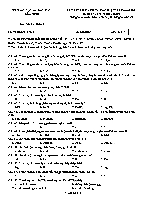 Đề thi thử Tốt nghiệp THPT môn Hóa học - Mã đề 216 - Năm học 2020-2021 - Sở giáo dục và đào tạo Bắc Ninh (Có đáp án)